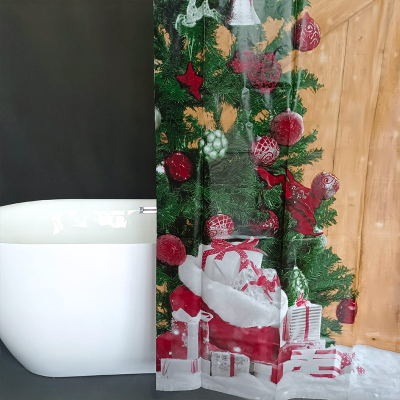 Rustiek kerstbadkamergordijn