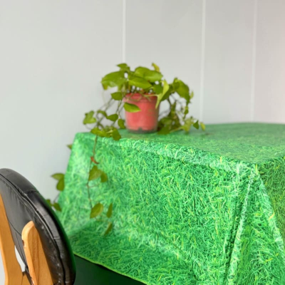 Green Straw Flannel Plastic Tablecloth