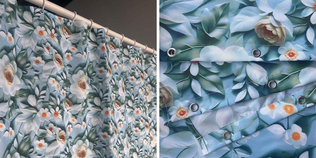 Floral Fabric Shower Curtain