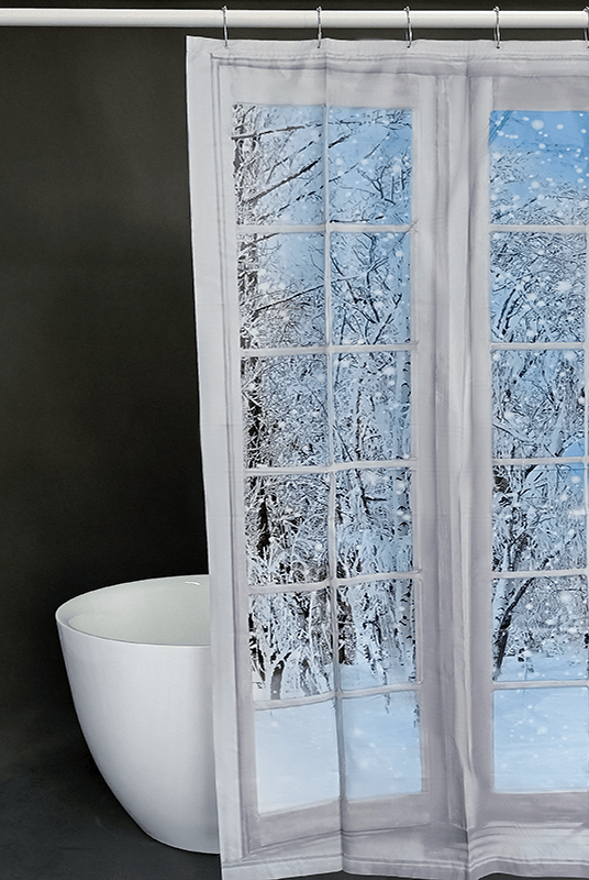 Nordic Snow Landscape PEVA Shower Curtain