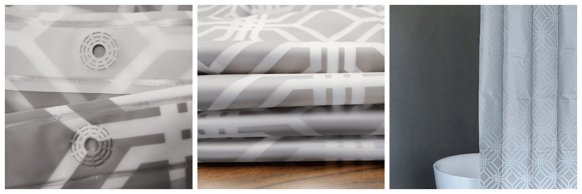 Geometric Eyelet Shower Curtain Grey  Geometric Eyelet Shower Curtain Grey