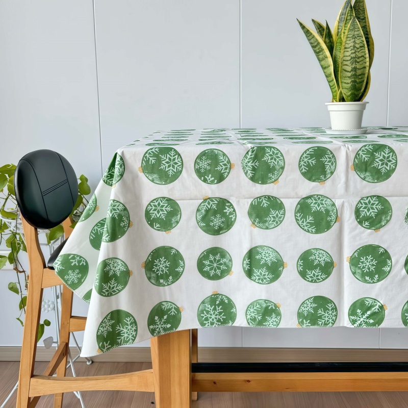 Holiday Green Vinyl Tablecloth with Flannel Backing