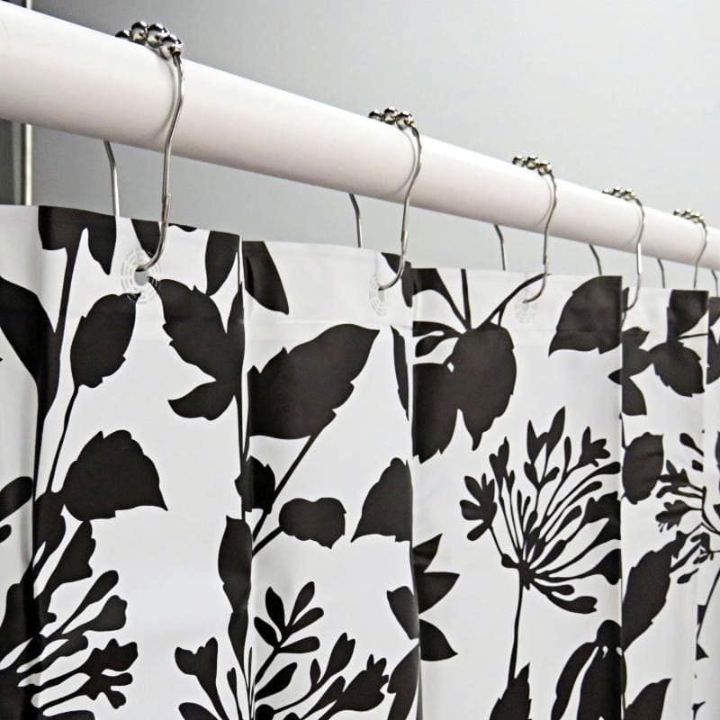 Monochrome Bloom PEVA Shower Curtain