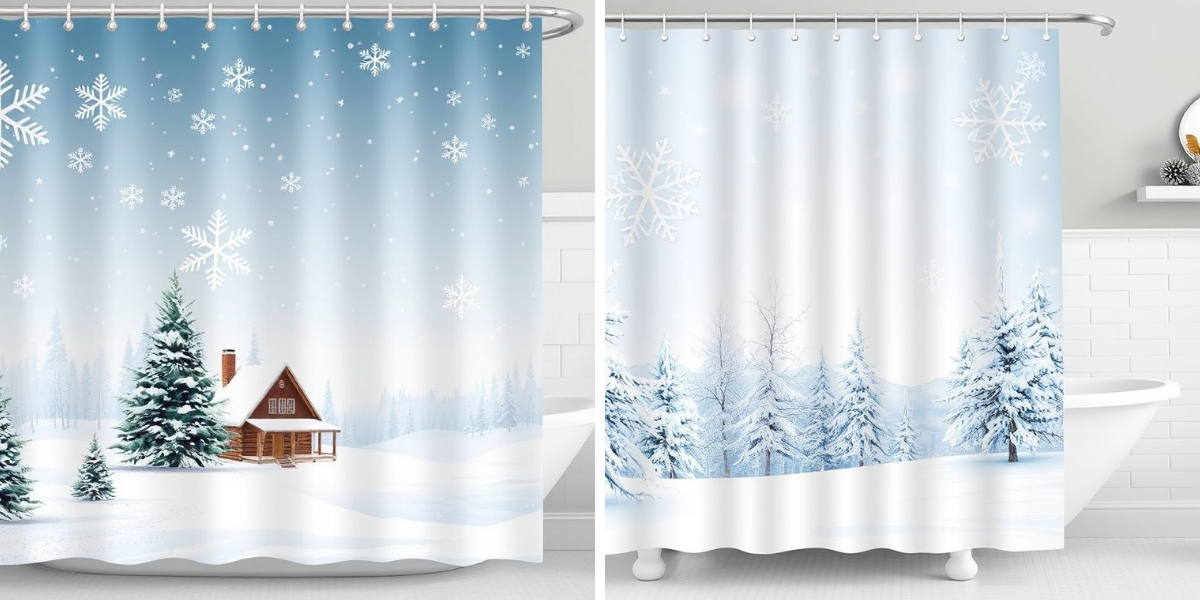 Holiday Shower Curtains for Christmas, Thanksgiving, and Winter Decor
