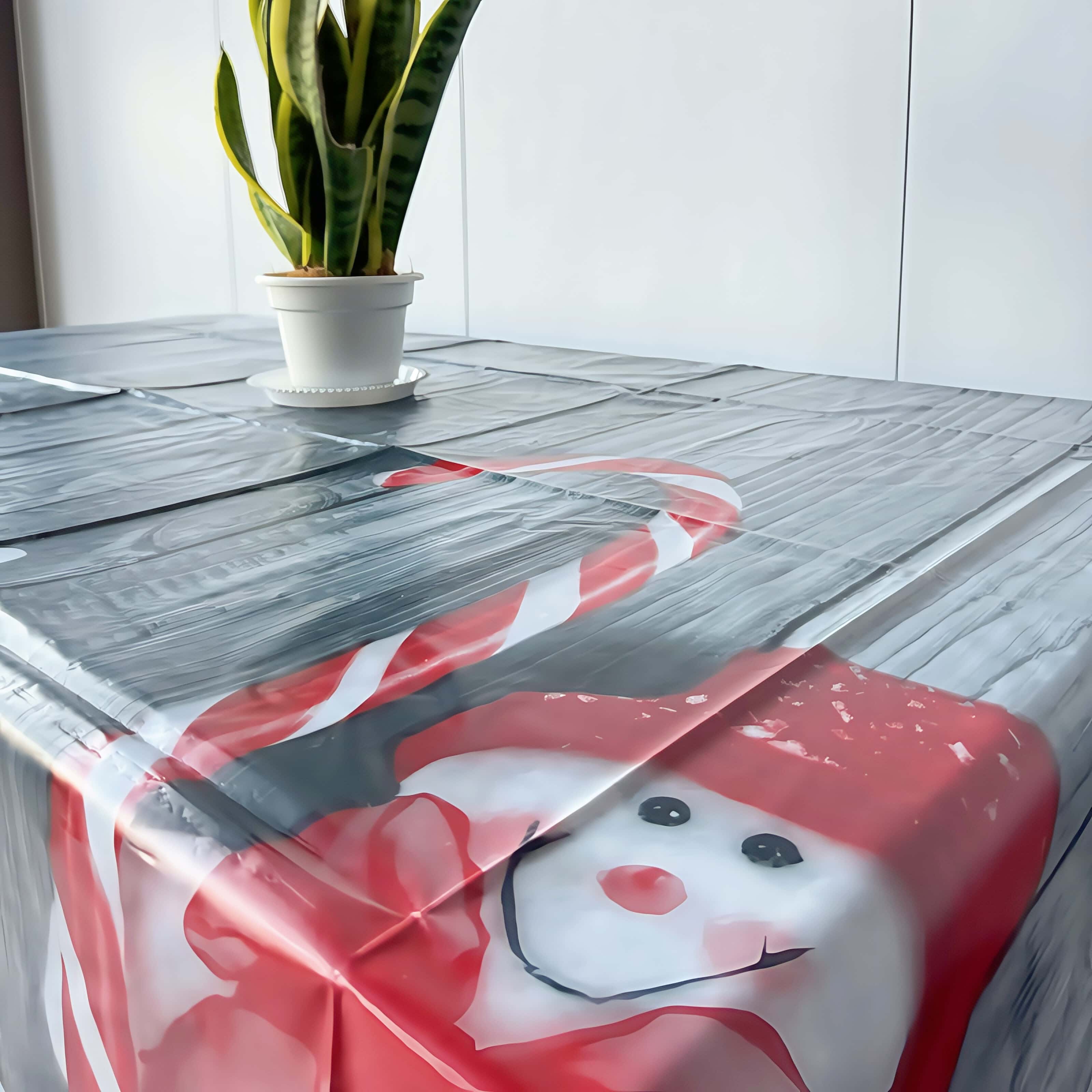 PEVA Kersttafelkleed met Sneeuwpop Print