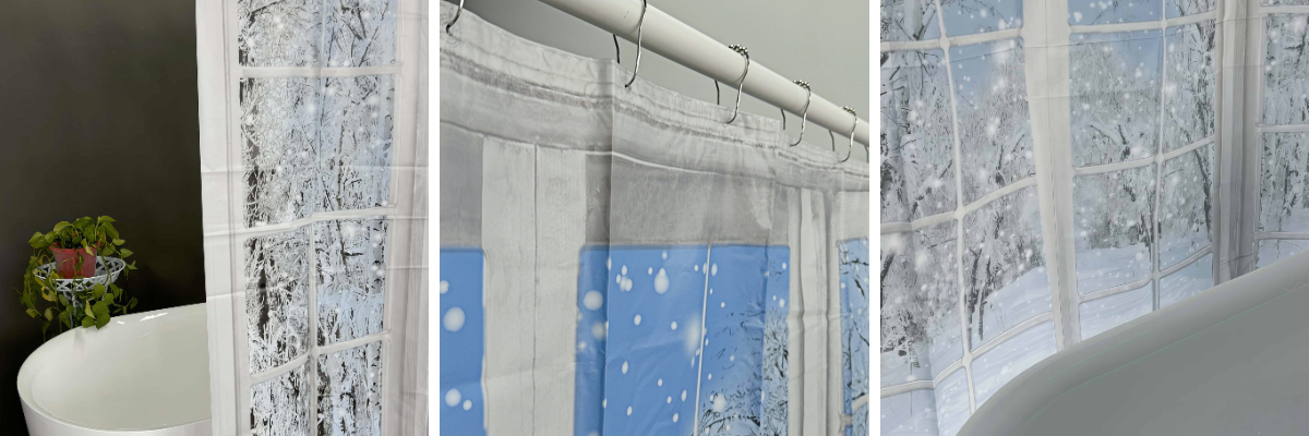 Snow Shower Curtain in PEVA Snow Shower Curtain in PEVA