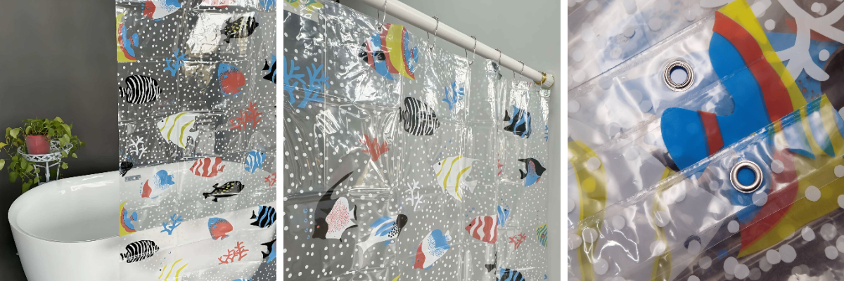 PEVA Fish Bath Shower Curtain Clear PEVA Fish Bath Shower Curtain Clear