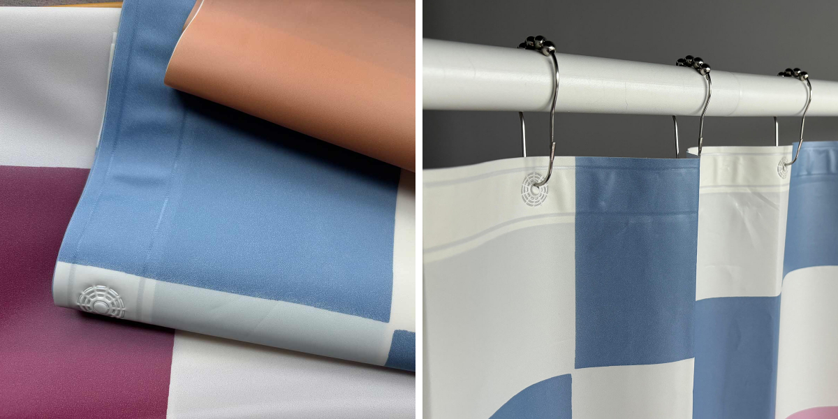 Modern Color Block PEVA Shower Curtain