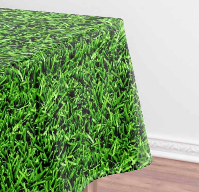 Tischdecke aus Vinyl mit frischem Gras