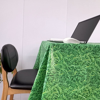 Bright Green Grass Vinyl Tablecloth