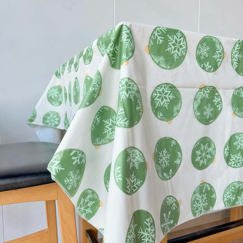 Holiday Green Vinyl Tablecloth with Flannel Backing