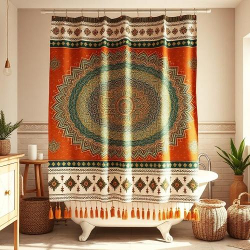Retro Shower Curtains for Boho, Mid-Century, and Vintage Homes