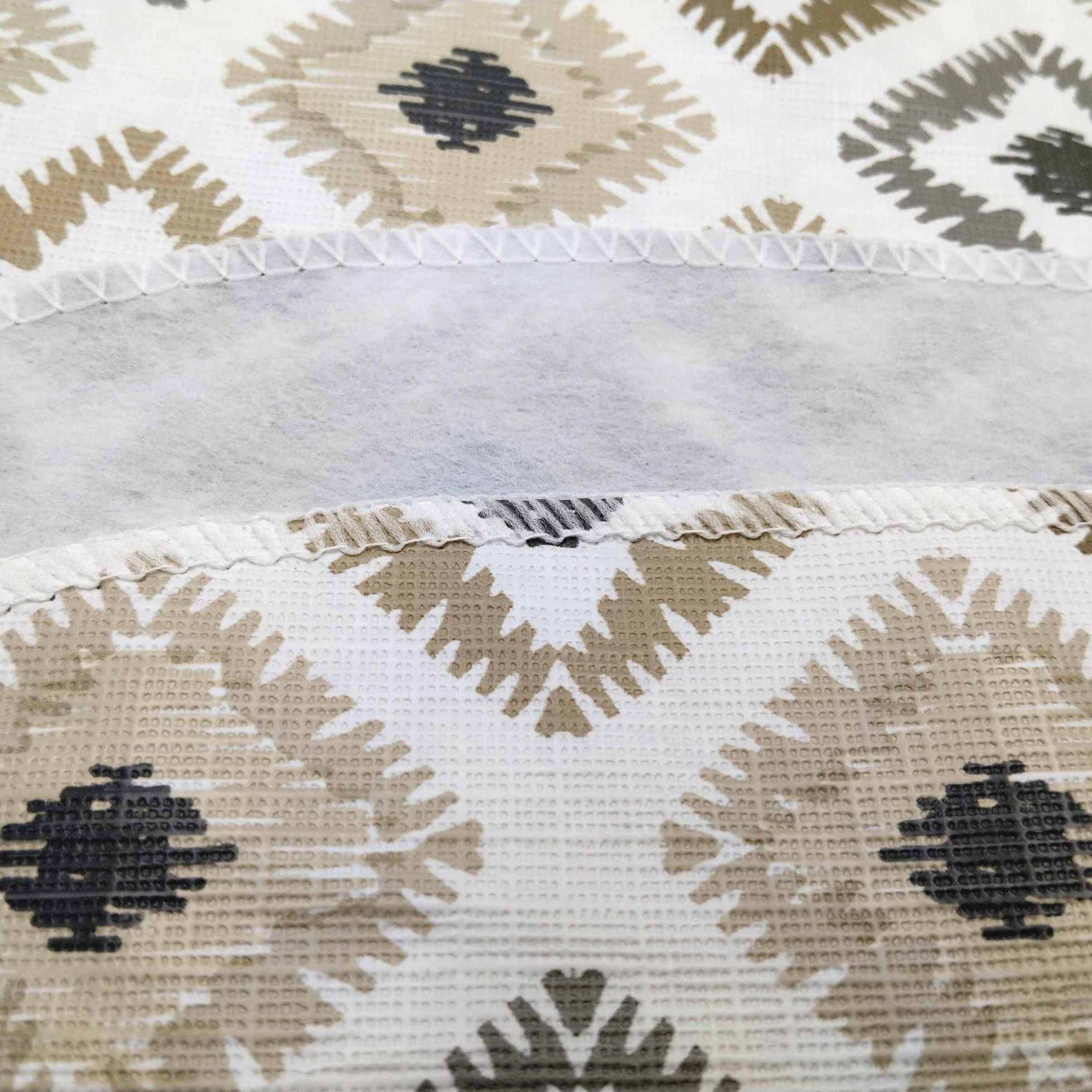 Geometric Diamond Backed Flannel Plastic Tablecloth