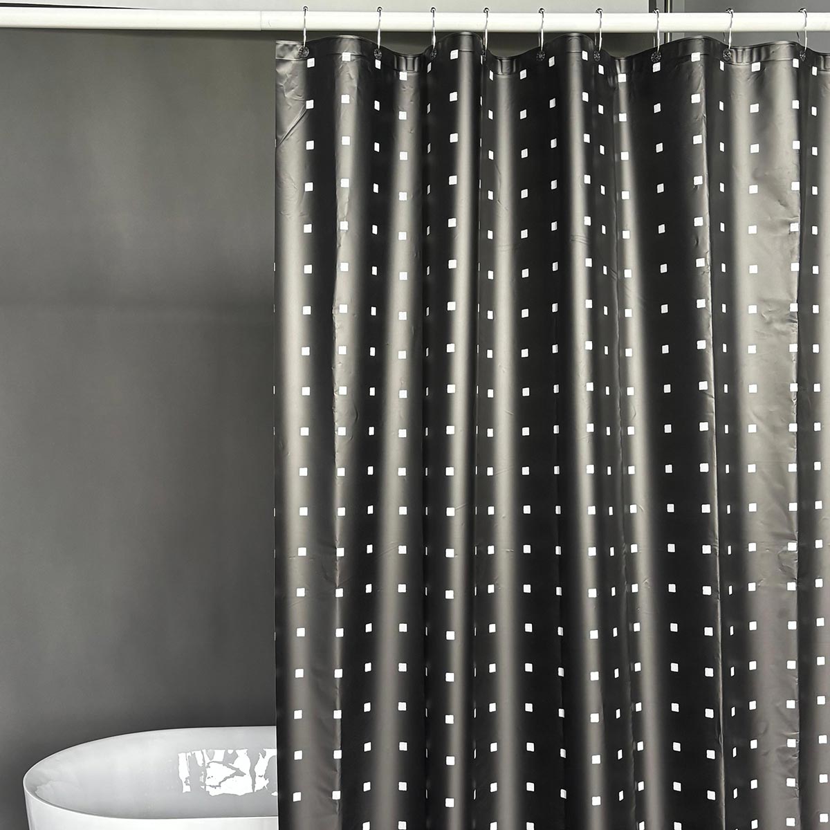 Midnight Grid PEVA Shower Curtain