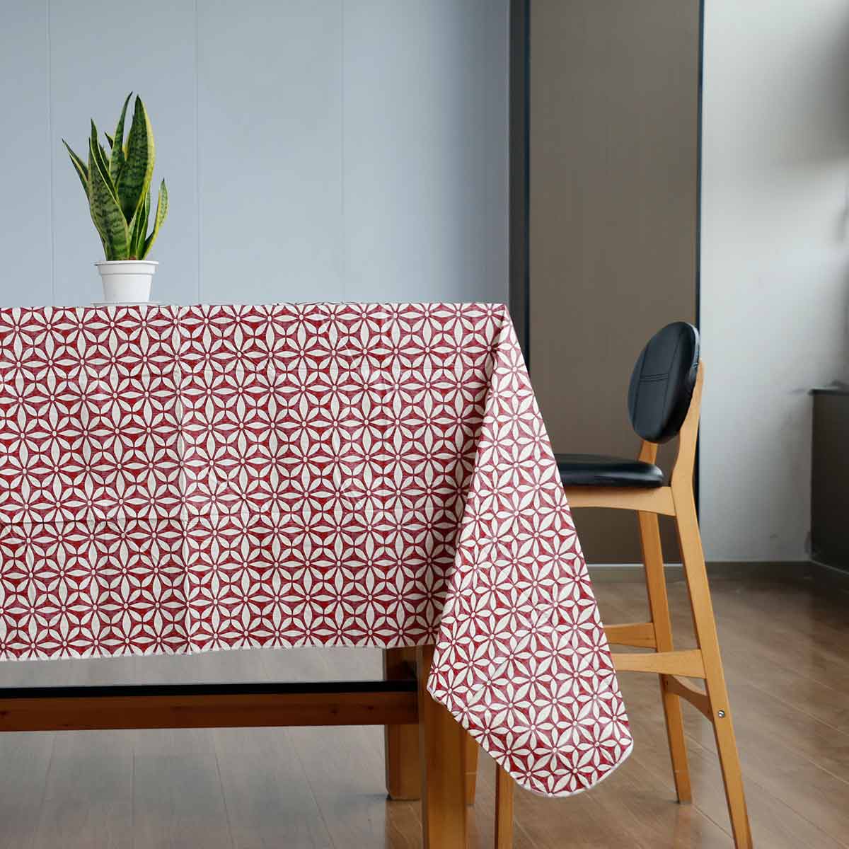 Kırmızı Geometrik Vinil Masa Örtüsü