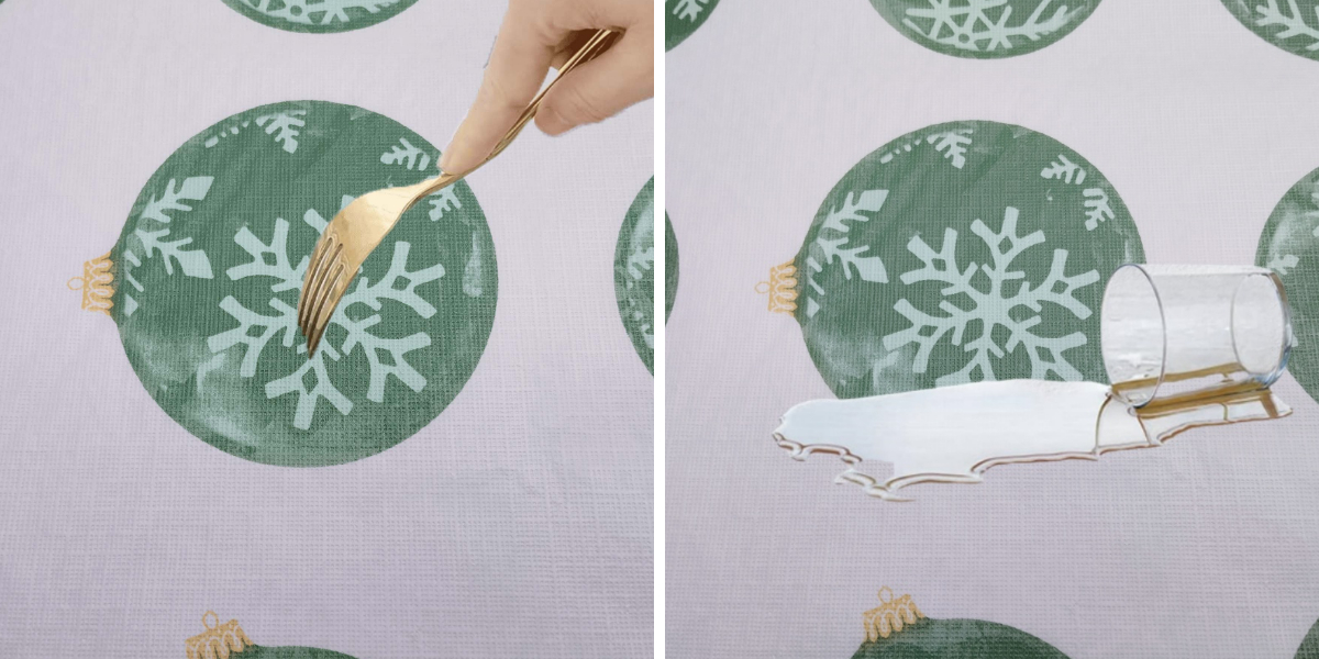 Holiday Green Vinyl Tablecloth with Flannel Backing