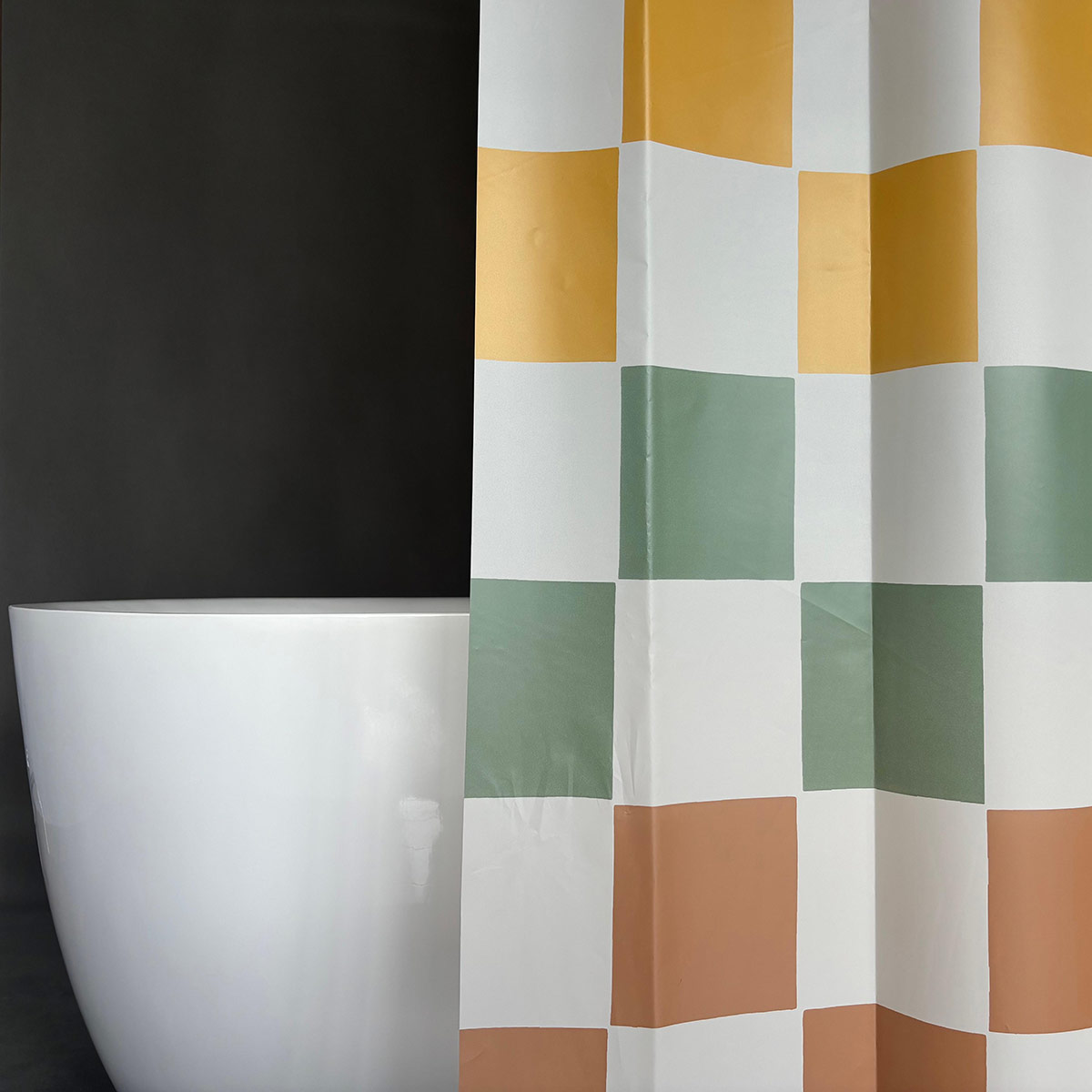 Modern Color Block PEVA Shower Curtain