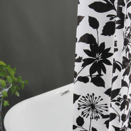 Monochrome Bloom PEVA Shower Curtain