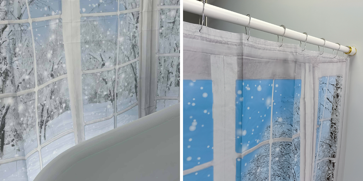 Nordic Snow Landscape PEVA Shower Curtain