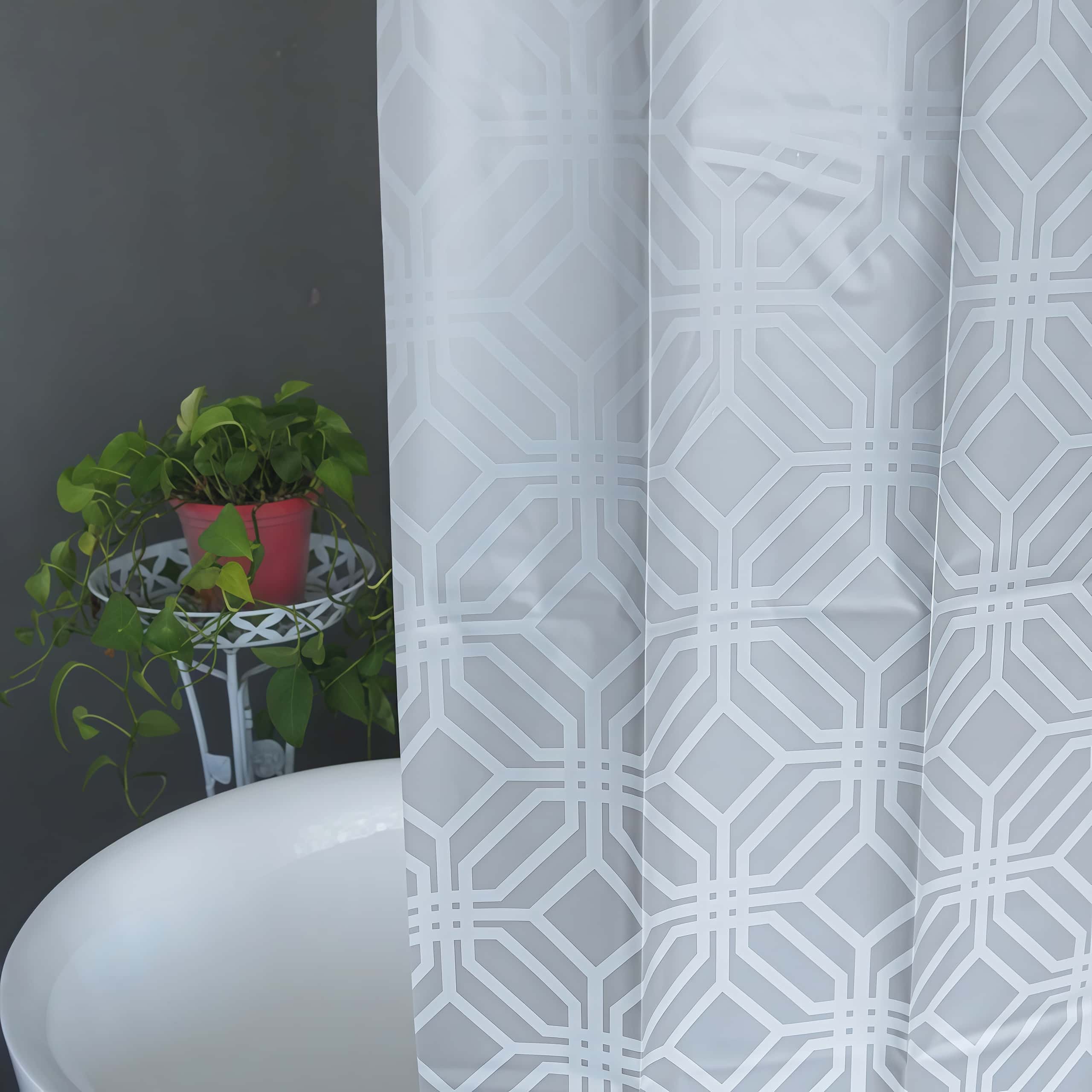 Geometric Eyelet Shower Curtain Grey