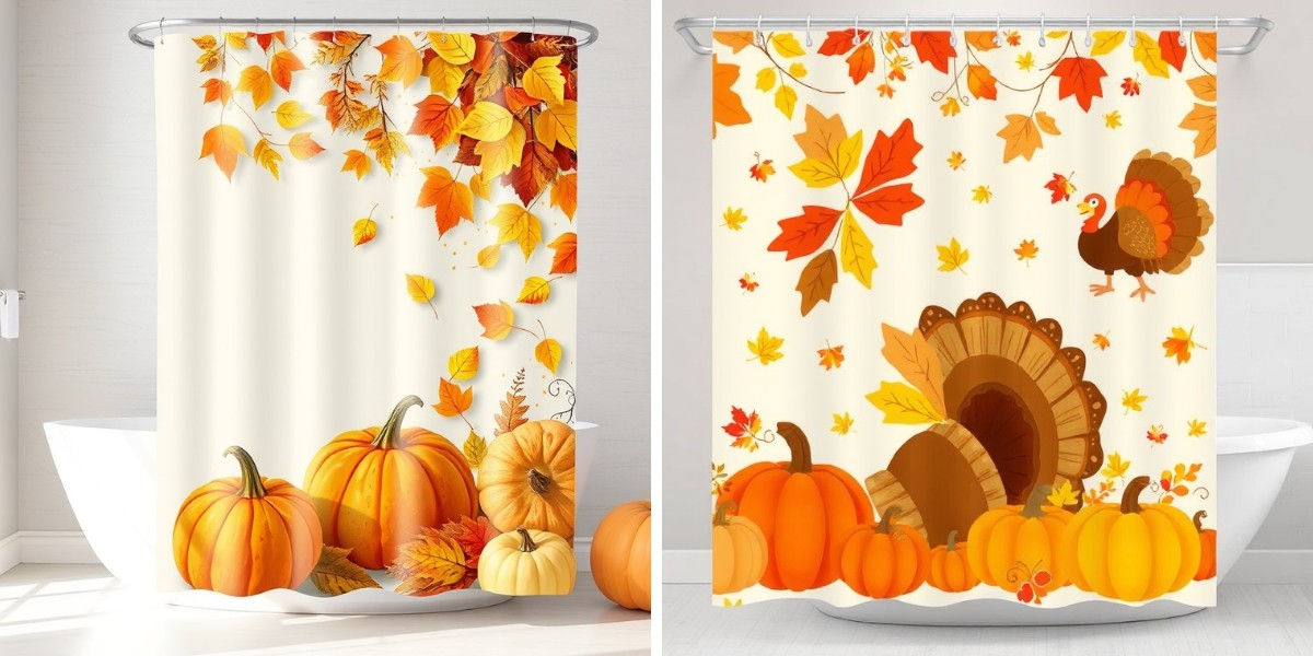 Holiday Shower Curtains for Christmas, Thanksgiving, and Winter Decor