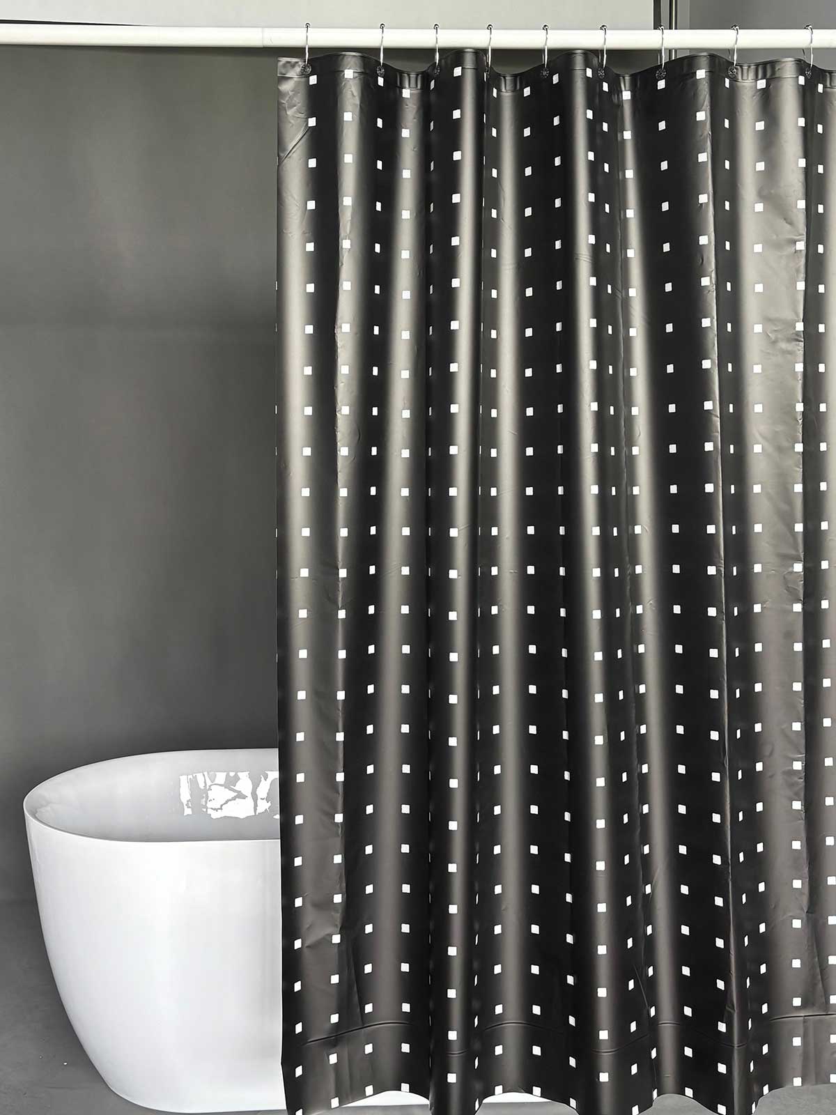 Black and White Check PEVA Shower Curtain