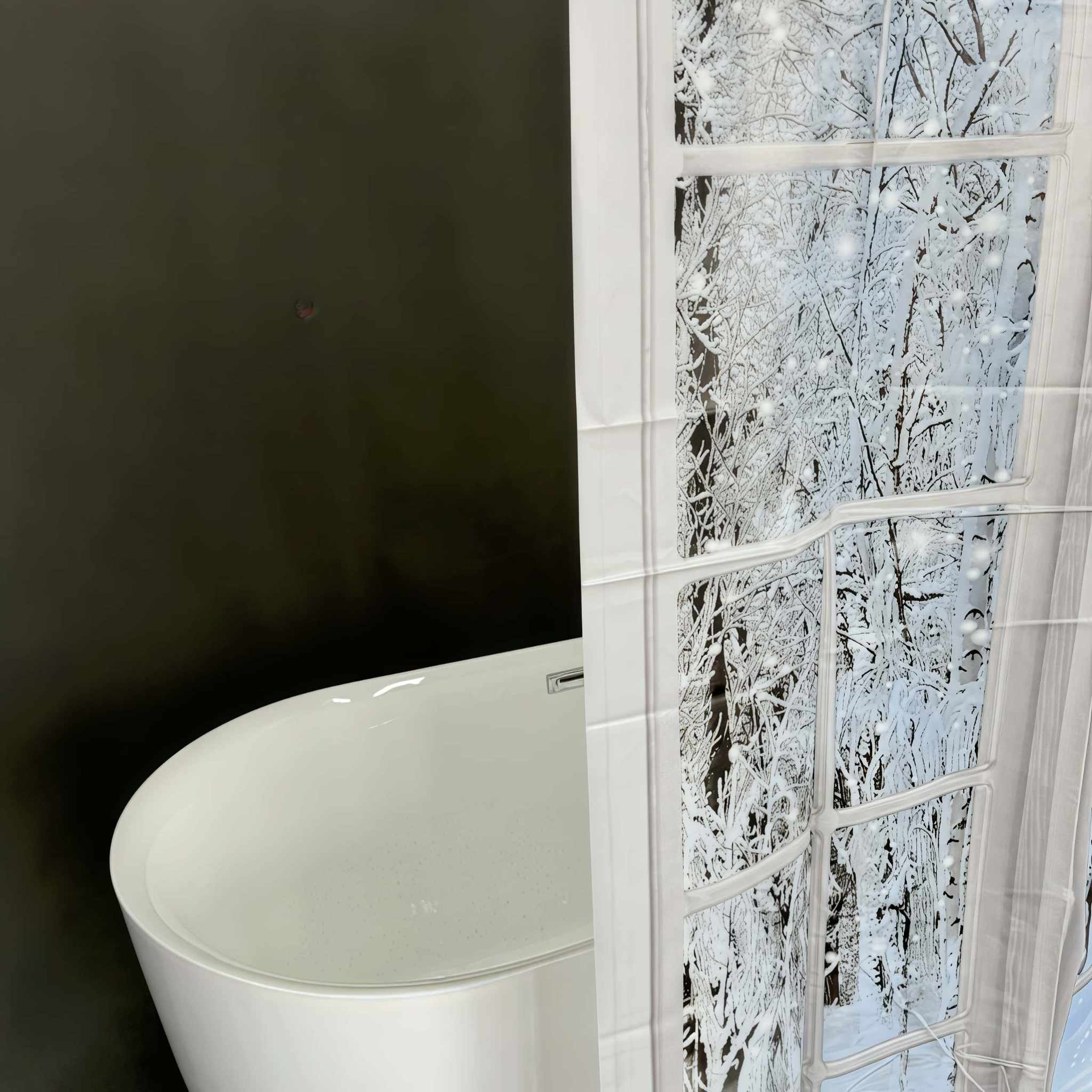 Nordic Snow Landscape PEVA Shower Curtain