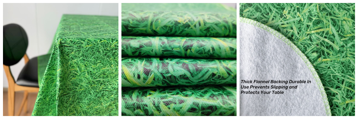 Green Straw Flannel Plastic Tablecloth Green Straw Flannel Plastic Tablecloth