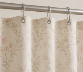 Rideau de douche en tissu Soft Blossom – Rideau de salle de bain aux fleurs pastel douces