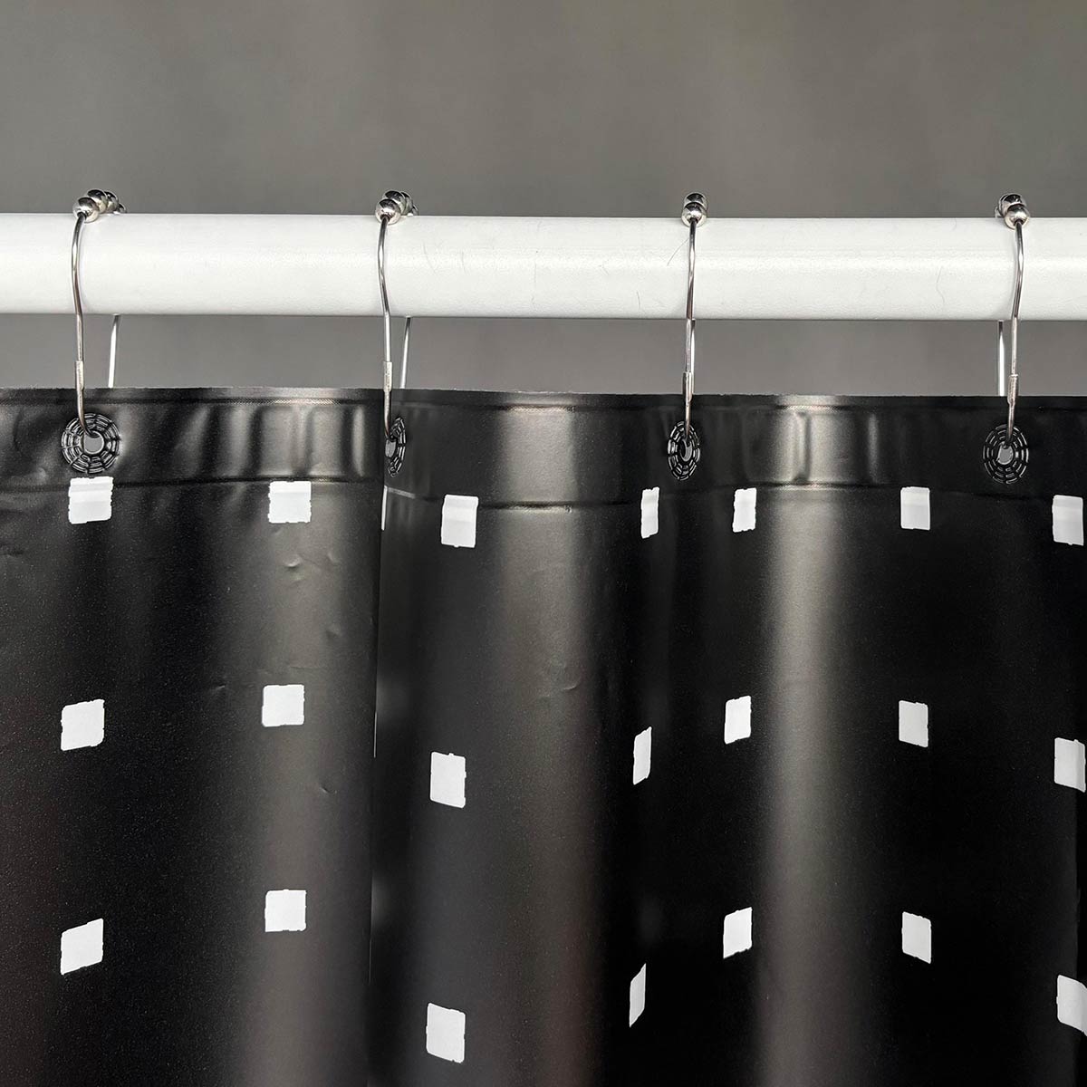 Black and White Check PEVA Shower Curtain