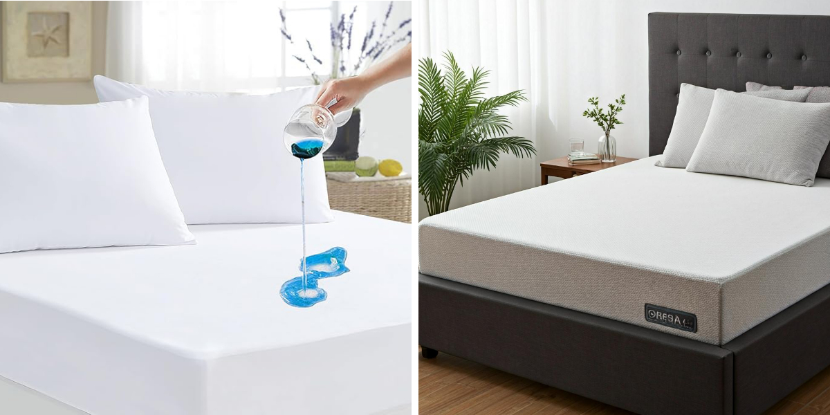 Matratzenschoner aus Stoff mit wasserdichter Schicht Matratzenschoner aus Stoff mit wasserdichter Schicht