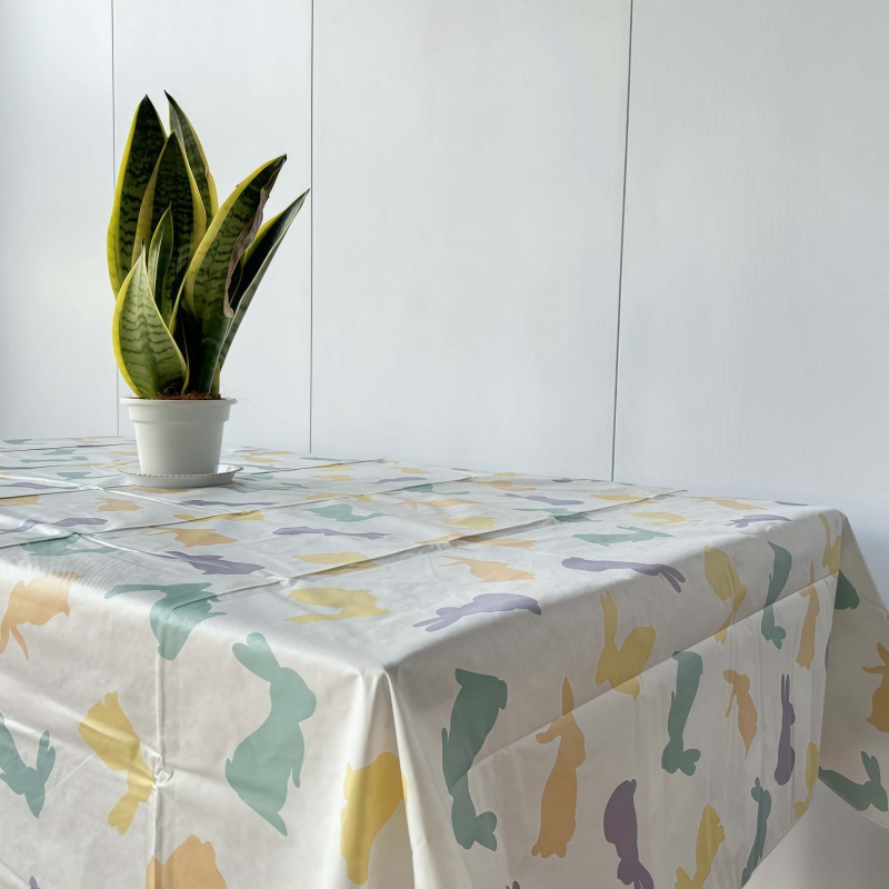 Colorful Rabbit Waterproof Tablecloth