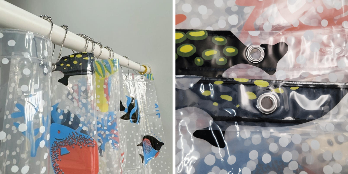 Clear PEVA Shower Curtain with Fish Print Clear PEVA Shower Curtain with Fish Print