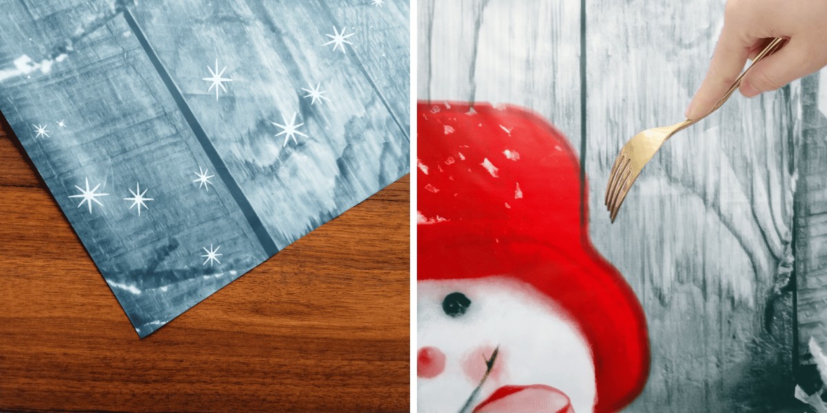 PEVA Kersttafelkleed met Sneeuwpop Print PEVA Kersttafelkleed met Sneeuwpop Print