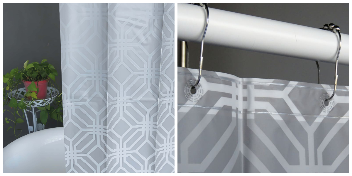 Geometric Eyelet Shower Curtain Grey  Geometric Eyelet Shower Curtain Grey