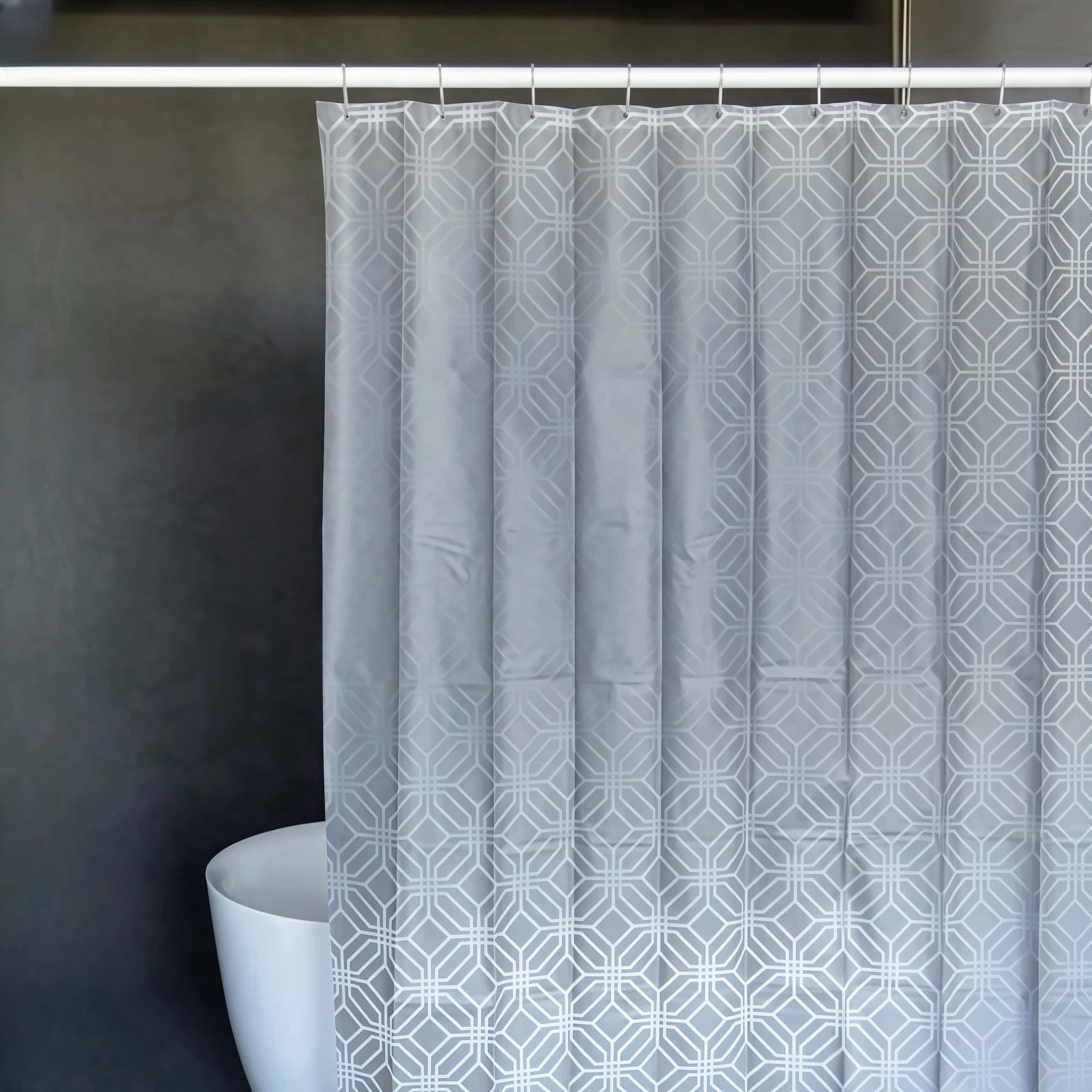 Geometric Eyelet Shower Curtain Grey