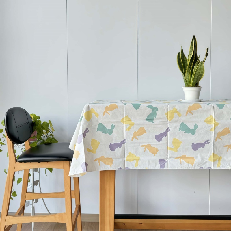 Colorful Rabbit Waterproof Tablecloth