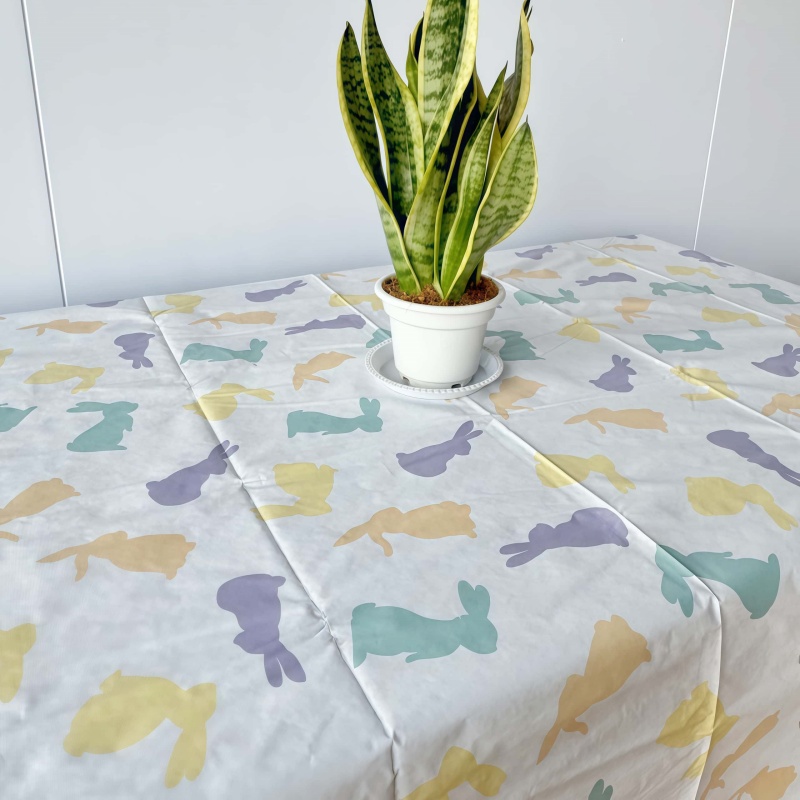 Colorful Rabbit Waterproof Tablecloth