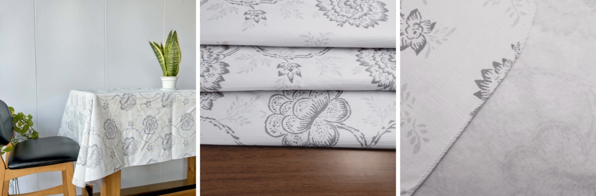 Gray Floral Waterproof Tablecloth Gray Floral Waterproof Tablecloth