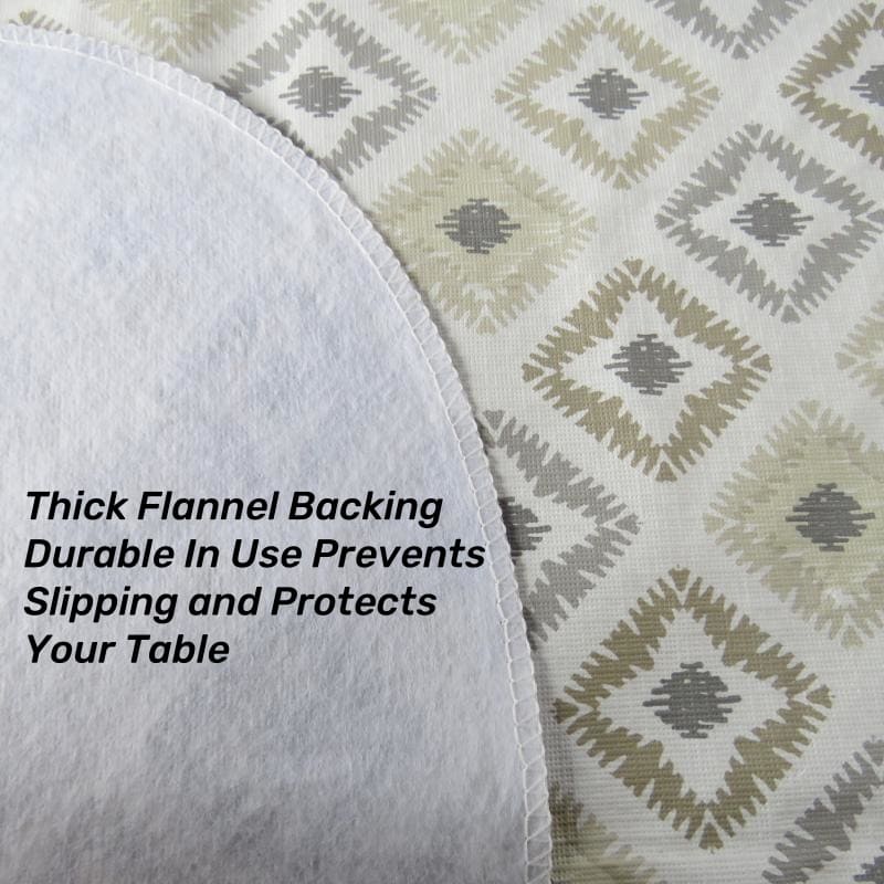 Geometric Diamond Backed Flannel Plastic Tablecloth
