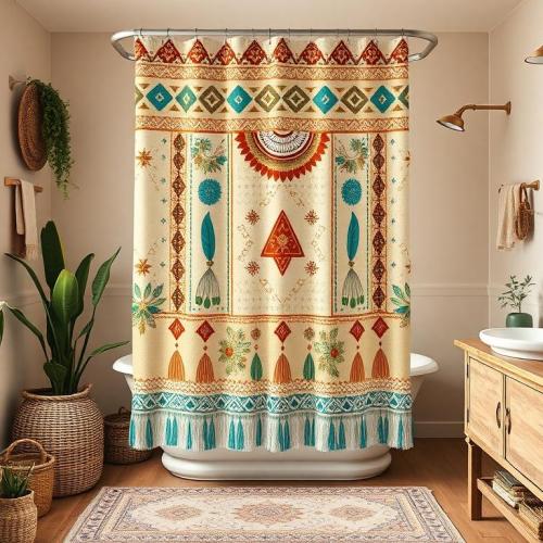 Retro Shower Curtains for Boho, Mid-Century, and Vintage Homes