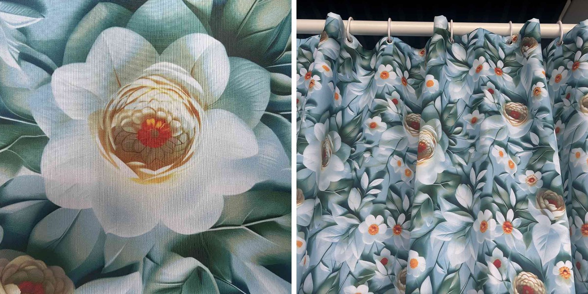 Floral Fabric Shower Curtain