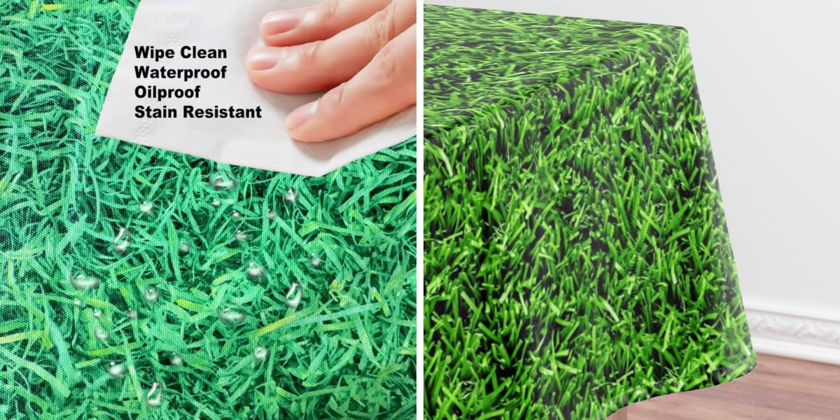 Tischdecke aus Vinyl mit frischem Gras Tischdecke aus Vinyl mit frischem Gras