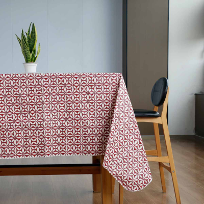 Mantel de vinilo geométrico rojo