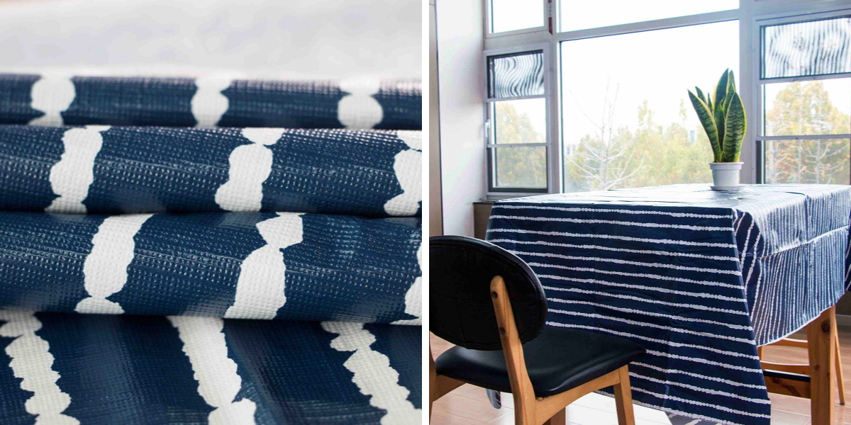 Navy and White Striped Vinyl Tablecloth Navy and White Striped Vinyl Tablecloth